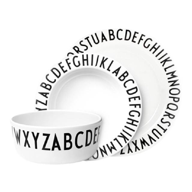 designletters 宝宝可爱字母餐盘丹麦婴儿辅食碗儿童餐具碗勺套装