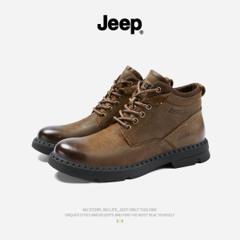 吉普 Jeep 头层牛皮鞋面 男英伦复古马丁靴 中筒靴