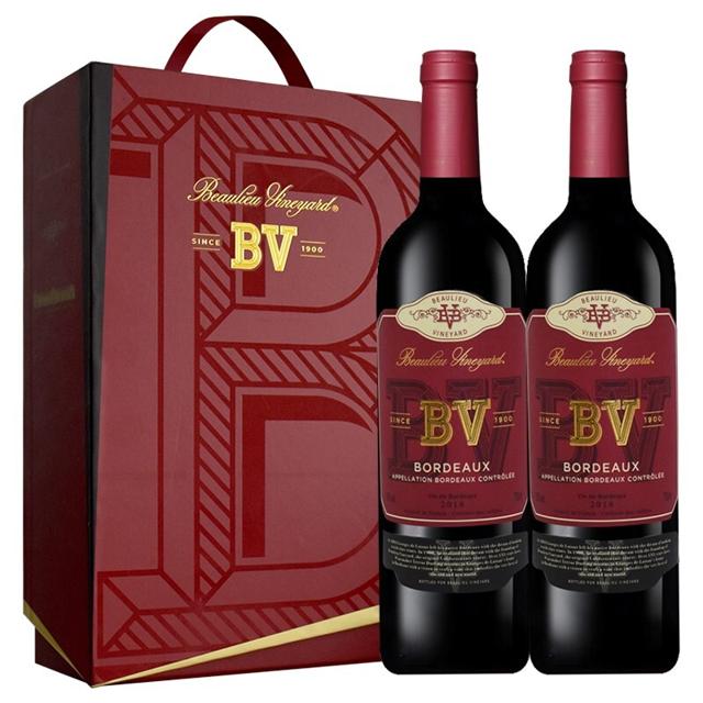 璞立酒庄 法国原瓶原装进口红酒 璞立酒庄 BV红酒 波尔多混酿红葡萄酒750ml*2双支装 