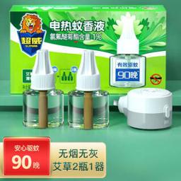 SUPERB 超威 电热蚊香液 艾草清香型 90晚 2瓶1器 