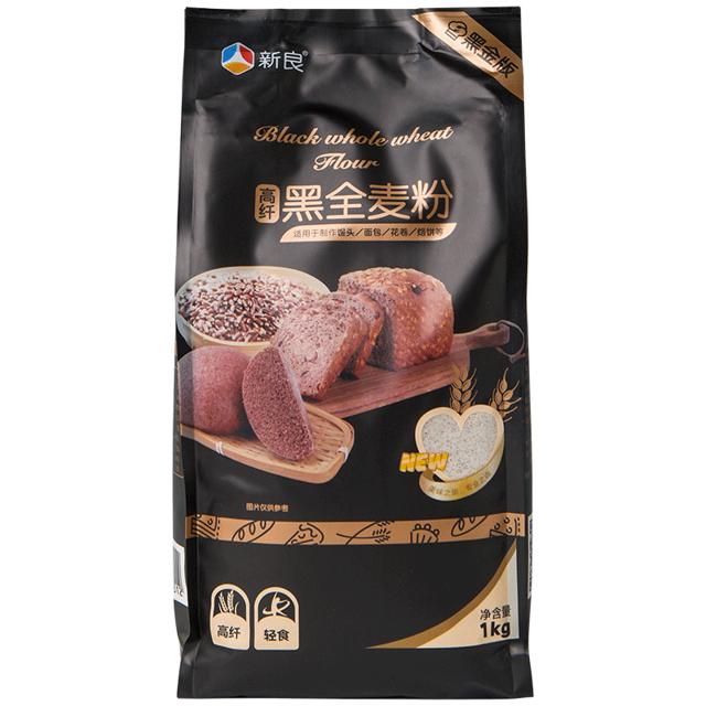 新良 黑全麦粉1kg 全麦面粉含麦麸黑麦粗粮杂粮馒头面包粉家用烘焙 