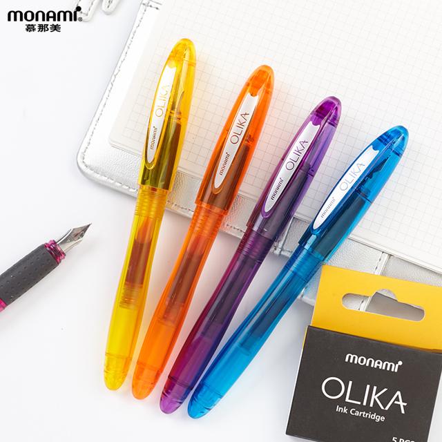 韩国Monami慕那美OLIKA钢笔学生专用三年级小学生做笔记专用彩色笔女生款练字手账笔墨囊可替换慕娜美记号笔