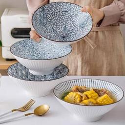 竹木本记 日式8英寸斗笠碗大汤碗 8英寸4个装（颜色随机） 
