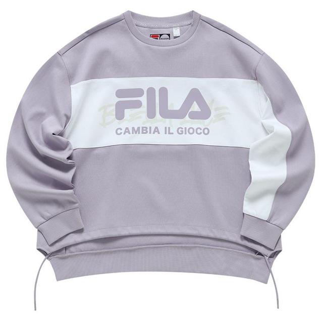 FILA 斐乐 FUSION斐乐潮牌 2022春季新品时尚运动宽松圆领套头衫卫衣女