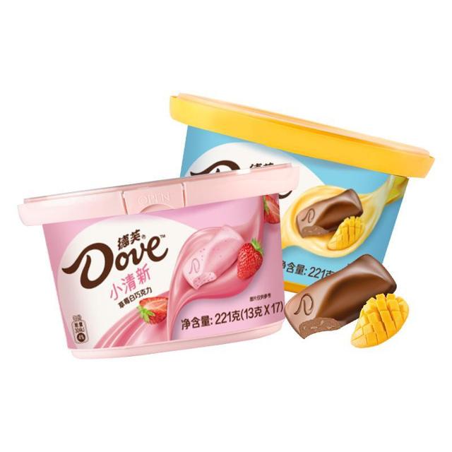 Dove 德芙 巧克力小清新2碗装草莓酸奶味小吃零食
