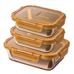 美国 康宁 snapware 耐热玻璃保鲜饭盒 600ml*2+980ml