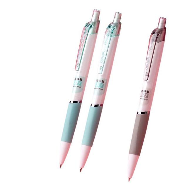 得力（deli） S327 简约系列 按压式自动铅笔 0.5mm 3支装 送3块橡皮