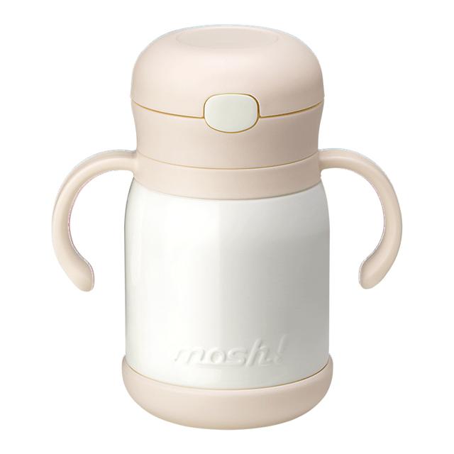 mosh 日本mosh萌趣便携可爱婴儿双把柄不锈钢吸管杯真空保温杯280ml 