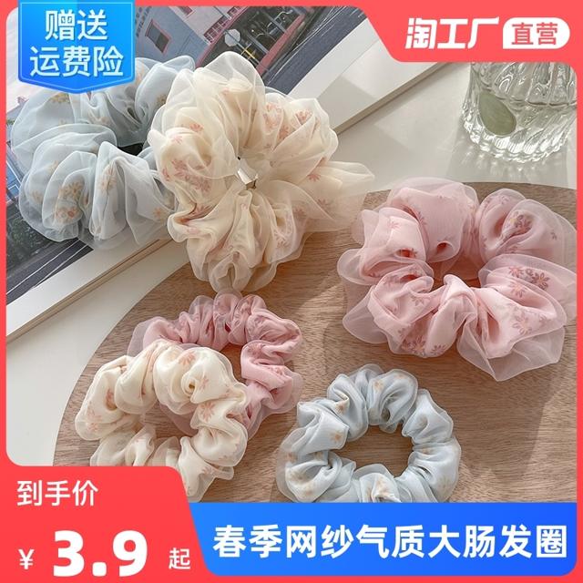 网纱丸子头大肠发圈女高级感发绳超仙春季扎马尾头绳简约头饰皮筋