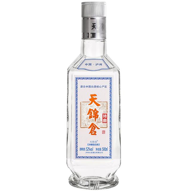 天锦仓 泸州天锦仓特曲老窖浓香型白酒52度光瓶纯粮食酒瓶装品鉴酒500ml