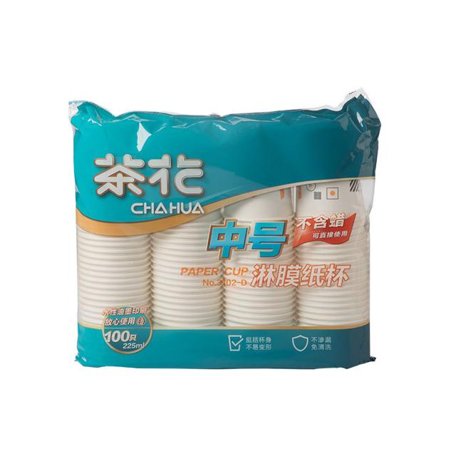 CHAHUA 茶花 纸杯子一次c性用加厚大号家用商用办公室豆浆100只装水杯小号 