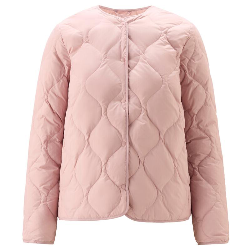 GIORDANO 佐丹奴 轻薄羽绒服女时尚菱格纹可收纳圆领短款保暖外套女05371705
