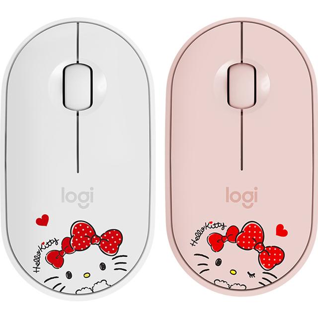 logitech 罗技 Pebble Hello Kitty 联名版 2.4G蓝牙 LIGHTSPEED 双模无线鼠标 1000DPI 茱萸粉