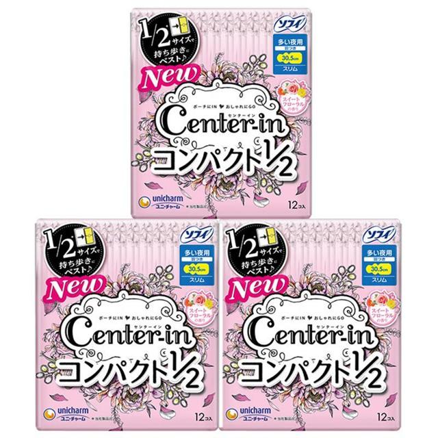 苏菲（Sofy） Center-in口袋1/2夜用卫生巾 30.5cm*12片*3日本护垫迷你进口