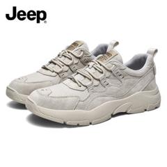 Jeep 男真皮网面休闲运动鞋 户外工装风