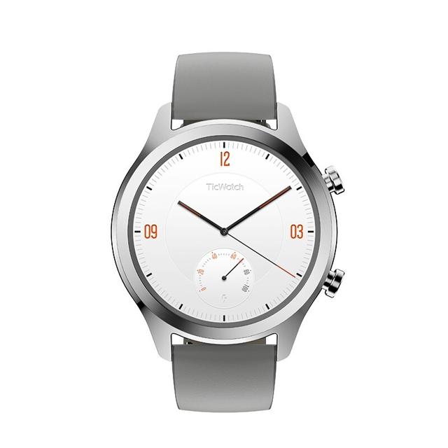 TicWatch C2 经典版 WI-FI智能手表 42.8mm 星光银 皮革表带( NFC、心率）