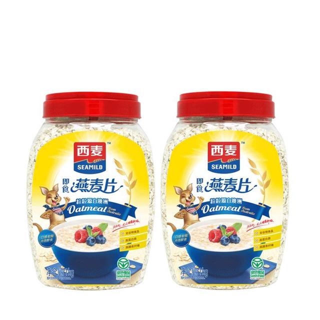 SEAMILD 西麦 燕麦片早餐即食1000g*2桶装懒人0添加蔗糖膳食健身营养品代餐