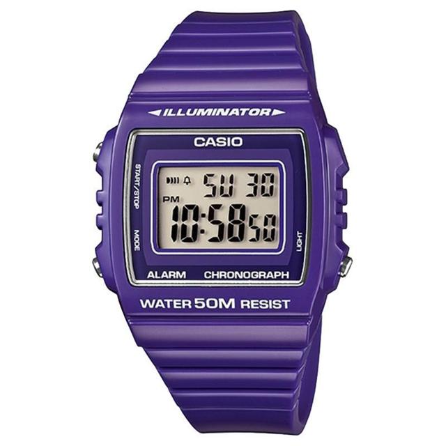 卡西欧（CASIO） 小方块学生户外运动紫色数显时尚复古电子表女W-215H
