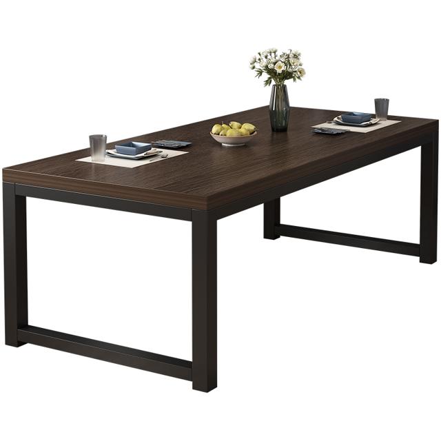 卓禾 家用小户型餐桌 檀香乌木色+黑色钢架 60*60*75cm
