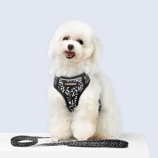 DOGNESS 多尼斯 狗狗背心式牵引绳小型犬宠物胸背带比熊幼犬小狗遛狗绳 字母黑套装 均码（8斤以下）