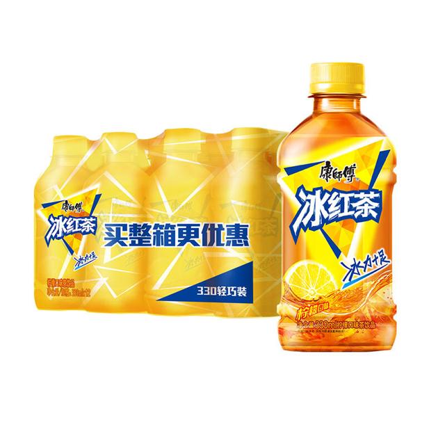 康师傅 冰红茶330ml*12瓶 柠檬红茶饮料饮品轻巧装整箱 王一博同款