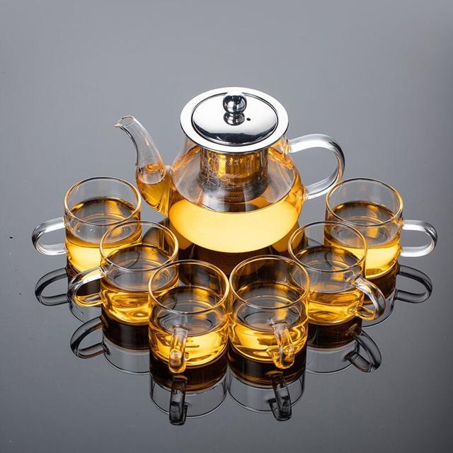 耐高温功夫茶具套装 八骏壶+透明玻璃6杯 