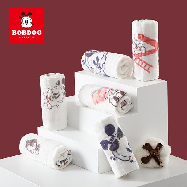 BoBDoG 巴布豆 婴儿方巾纯棉洗脸巾宝宝儿童纱布洗澡巾吸水新生儿口水巾