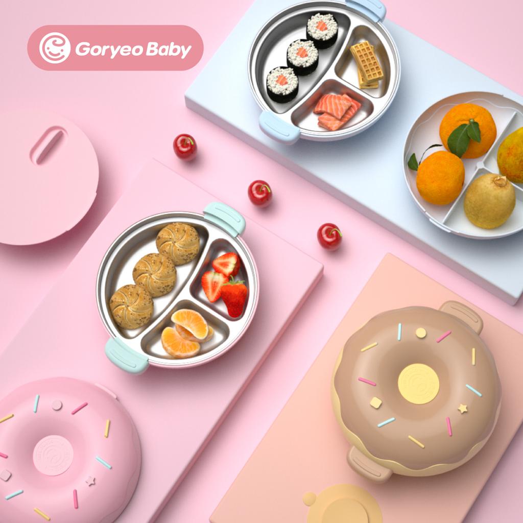 Goryeo baby 高丽宝贝 儿童不锈钢餐盘 三色可选