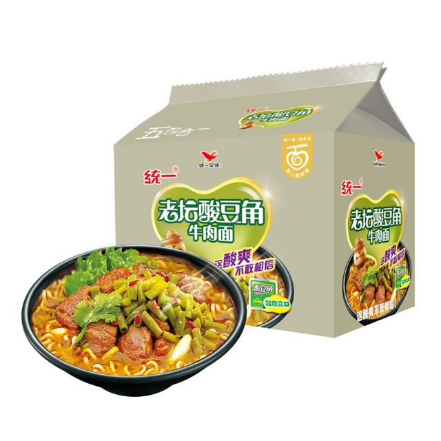 亲子会员：统一 酸豆角牛肉面 5连包 