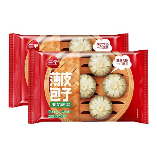 三全 全 韭菜鸡蛋薄皮包子 240g*2 共16个