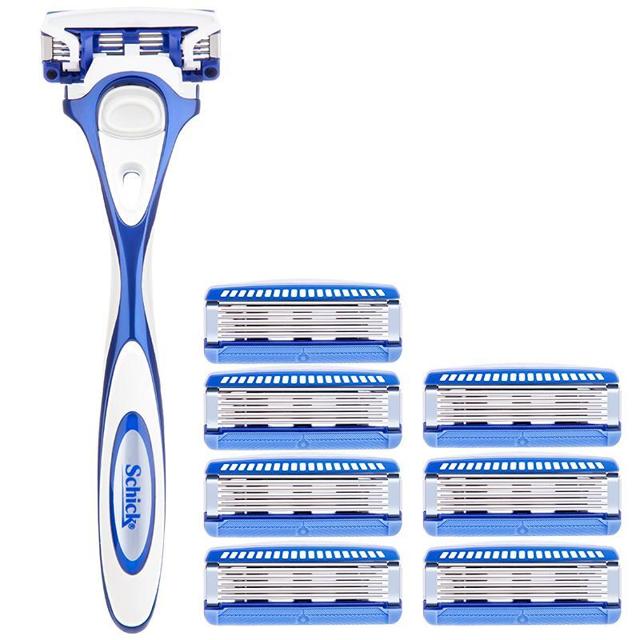 有券的上：舒适（Schick） 水次元5手动剃须刀组合装（ 1刀架+7刀头）