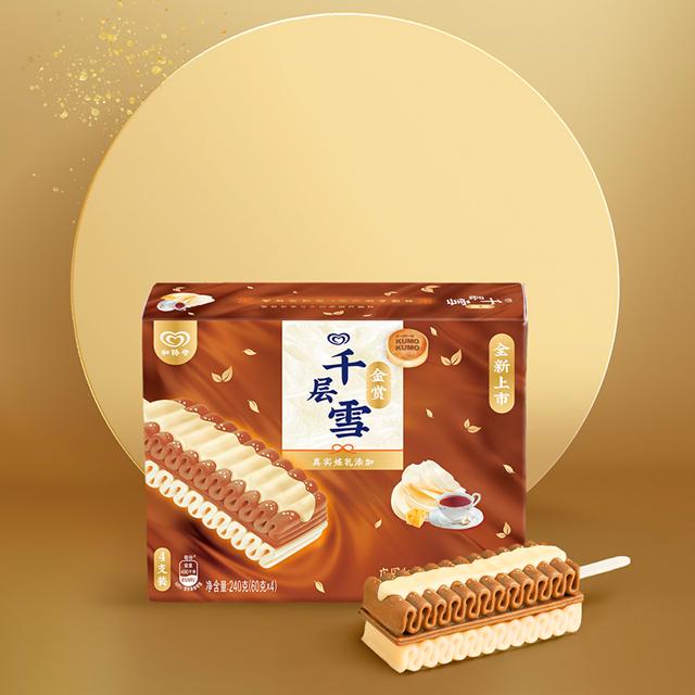 千层雪 和路雪 千层雪棒xKUMOKUMO金赏庄园红茶轻芝士口味冰淇淋 60g*4支