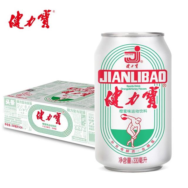 有券的上：JIANLIBAO 健力宝 国潮1984经典罐橙蜜味运动 碳酸饮料330ml*24罐