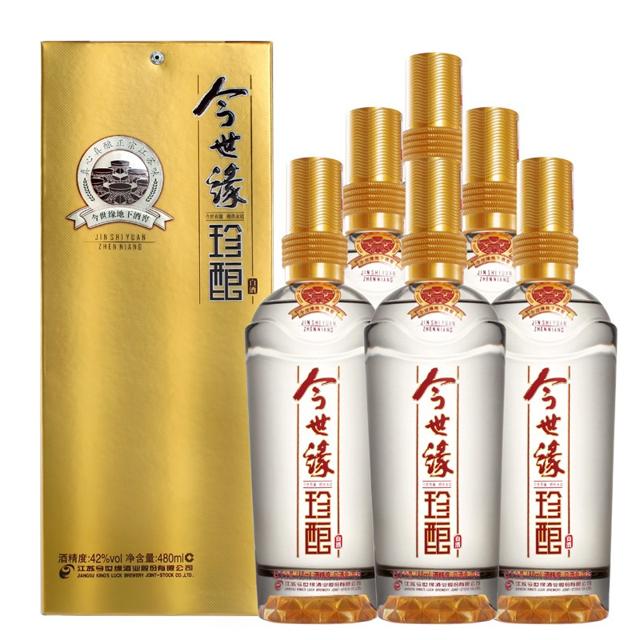 今世缘 金珍酿 42%vol 浓香型白酒 480ml*6瓶 整箱装