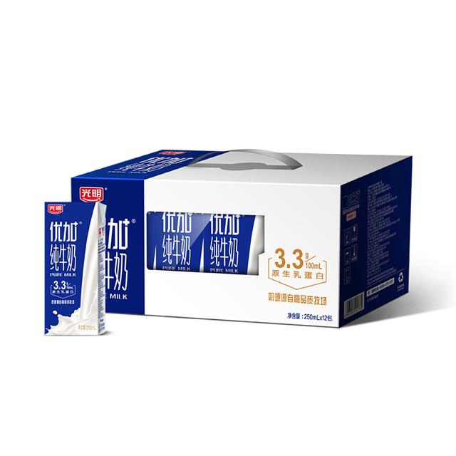 光明（Bright） 优加纯牛奶250ml*12盒/礼盒装中华 礼盒装