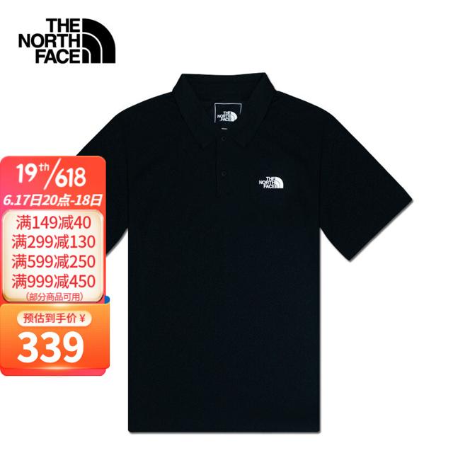 北面 速干POLO衫男T恤TheNorthFace户外吸湿排汗短袖透气半袖 JK3/黑色 3XL/190 