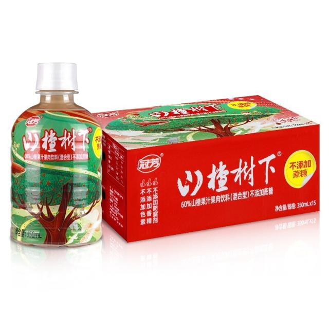 guanfang 冠芳 山楂树下60%山楂果汁果肉饮料(混合型)不添加蔗糖350ml*15整箱装 