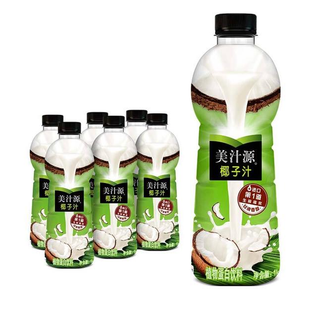 美汁源 生榨椰子汁 椰汁 植物蛋白饮料 1L*6瓶 整箱装 可口可乐出品 新老包装随机发货