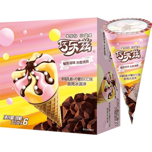 88VIP：yili 伊利 巧乐兹草莓乳酪 柠檬苏打口味脆筒冰淇淋 70g*6支