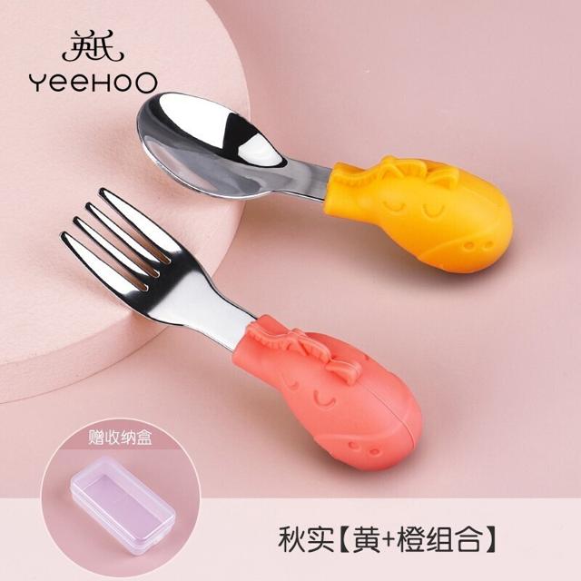 YeeHoO 英氏 宝宝不锈钢短柄叉勺 