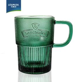LOVWISH 乐唯诗 墨绿带把玻璃水杯大容量原色玻璃ins风吸管杯啤酒咖啡杯