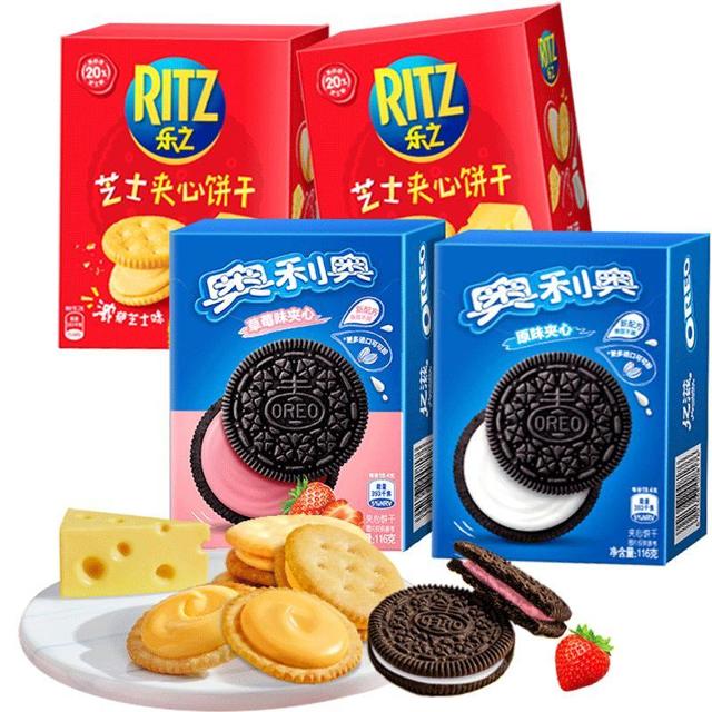 OREO 奥利奥 &乐之4联包原味草莓味芝士味450g