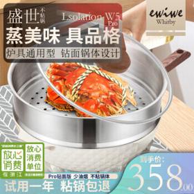 ewiwe 怡惟 英国EWIWE 钻面版设计Pro奶白色麦饭石色炒锅