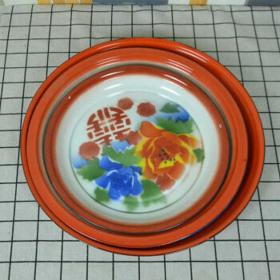 芝易 加厚老式搪瓷茶盘水果干果盘 25cm