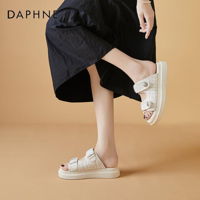 DAPHNE 达芙妮 时装凉鞋女夏季2022新款中跟粗跟鞋子时尚休闲单鞋优雅凉鞋