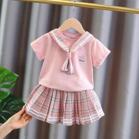 女童jk套装2022夏装新款洋气宝宝百褶裙儿童学院风两件套单件