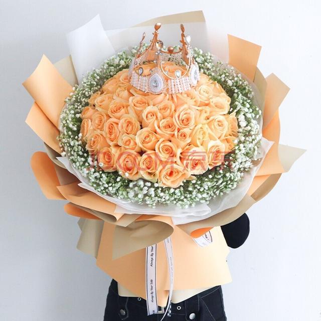 琐拉 鲜花速递红玫瑰花束礼盒生日礼物全国同城配送表白求婚送花上门 52朵香槟玫瑰花束—钟爱你一人