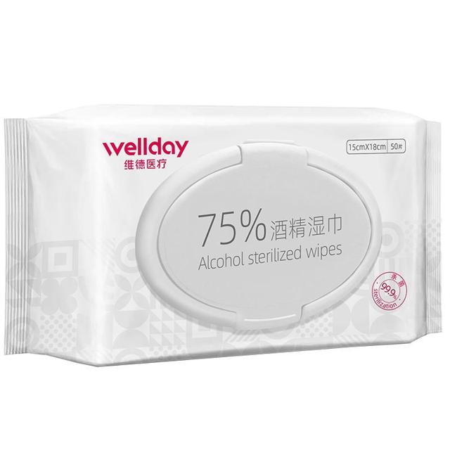 88VIP：WELLDAY 维德 75%酒精湿巾 50片