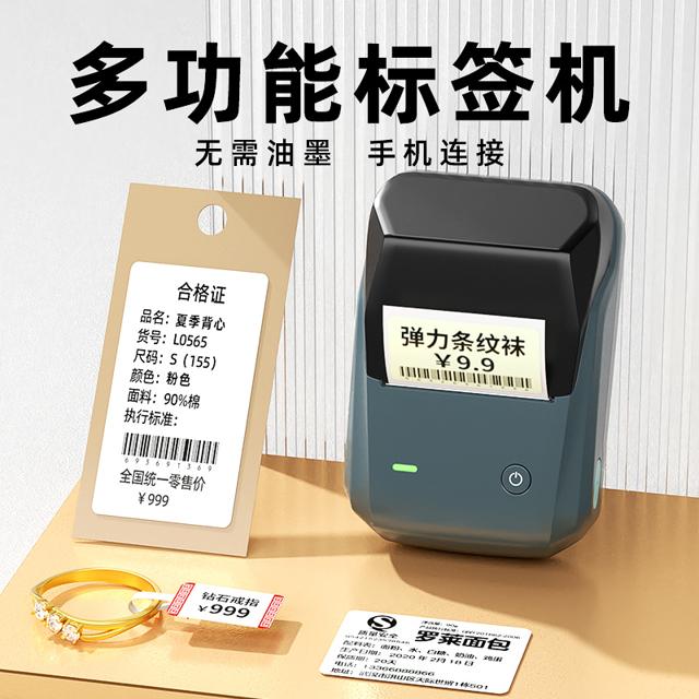 NIIMBOT 精臣 凡界B1标签打印机服装吊牌合格证价签手持蓝牙便携不干胶贴纸二维码商用珠宝食品超市家用热敏条码标签机