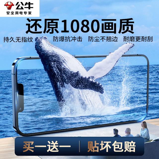 BULL 公牛 iPhone13防爆钢化膜 2片